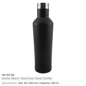 Double Wall Matte Black Stainless Steel Bottles, 500ml - Image 3