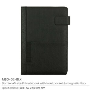 Dorniel A5 PU Notebooks with Front Pocket & Magnetic Flap - Image 9
