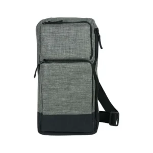 Sling Crossbody Bags in Grey and Black Polyester Material - Image 4