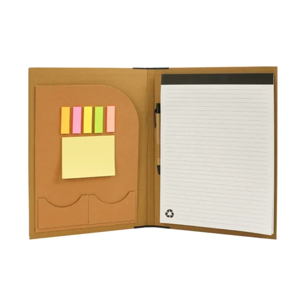 Eco-Friendly-Folders-RNP-19-Blank Eco-Friendly A4 Folders with Notepad Sticky Note Pen Card Slots