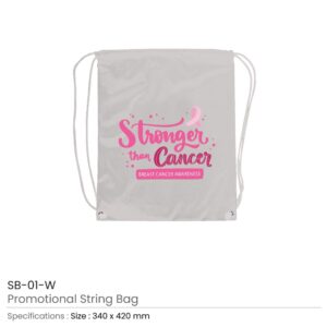 String Bags with Breast Cancer Awareness Logo - Image 4