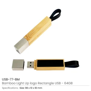 Bamboo LED Logo USB with Strap 64GB V. 3.0 - Image 3