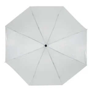 Bi-Fold Umbrella in White with Velcro Closure and Pouch - Image 5