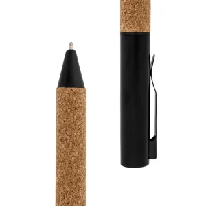 Eco-friendly Metal Pens Black with Cork Barrel and Black Ink - Image 3
