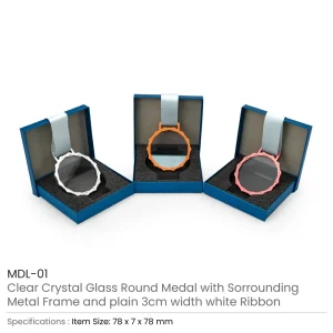 Glass Medals with Metal Frame and 3cm White Ribbon - Image 3