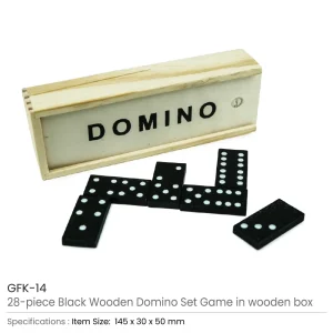 Domino Set Game in Wooden Slide Box – 28 Black Wooden Pieces - Image 4