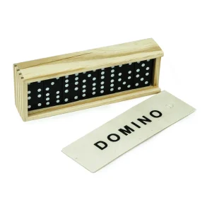Domino Set Game in Wooden Slide Box – 28 Black Wooden Pieces - Image 6