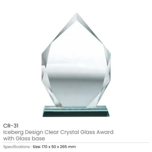 Iceberg Design Crystal Awards with Glass Base - Image 7