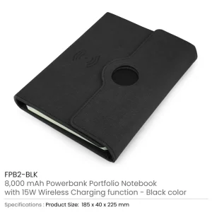 Powerbank Portfolio Notebook, 8000 mAh, with 15W Wireless Charging - Image 6