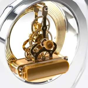 Round Crystal Clock Awards with Oval Glass Base in Box - Image 5