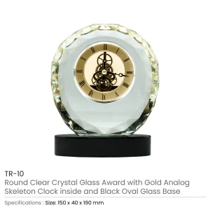 Round Crystal Clock Awards with Oval Glass Base in Box - Image 7