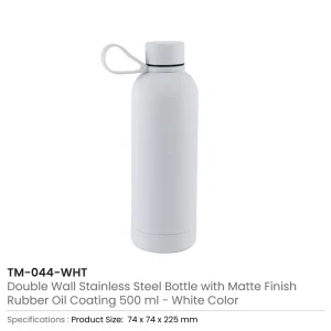 Stainless Steel Water Bottles 500ml – Double Wall, Matte Finish, Soft-Touch Rubber Coating - Image 7