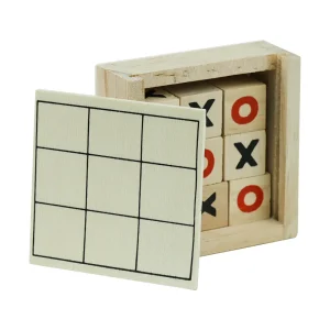 Tic-Tac-Toe Wooden Board Game with Slide Storage Box – 9 Wooden Cubes - Image 5