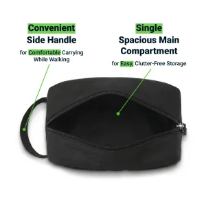 Multipurpose Utility Pouch in Black Polyester Fabric with Zipper and Webbing Handle - Image 6