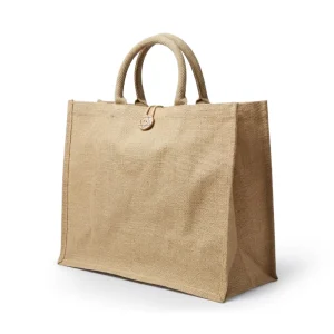 Reusable Jute Shopping Bags with Button Closure - Image 1