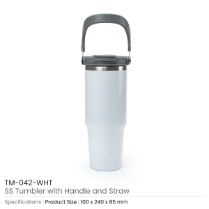 Tumbler with Handle and Straw SS Double Wall 900ml - Image 7